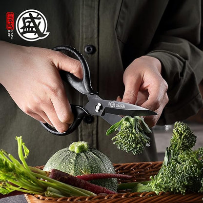 MITSUMOTO SAKARI Japanese Kitchen Scissors, Heavy Duty Poultry Shears, Detachable Titanium Plated Stainless Steel Utility Food Scissors for Meat, Chicken Bone and Herbs - Image 6