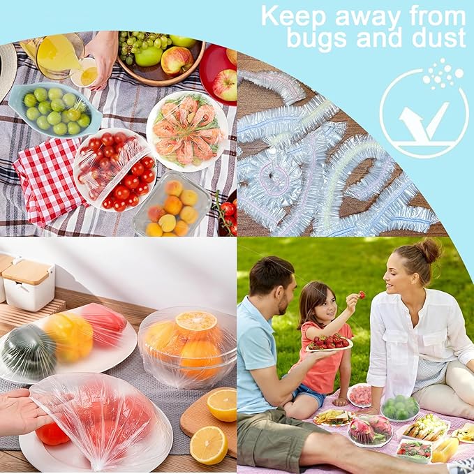 500pcs Plastic Bowl Covers Food Cover, Food Fresh Keeping Bags Elastic Reusable Plastic Stretch Elastic Food Storage Covers Kitchen Dining Plate Bread Proofing Universal Kitchen Wrap (Color-M) - Image 8