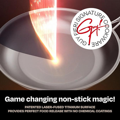 Guy Fieri's Flavortown Laser Titanium 2-Quart Sauce Pan with Lid - Non-stick Cookware Without PFAS, PTFE, or PFOA, 3x More Durable, Dishwasher Safe, Oven Safe
