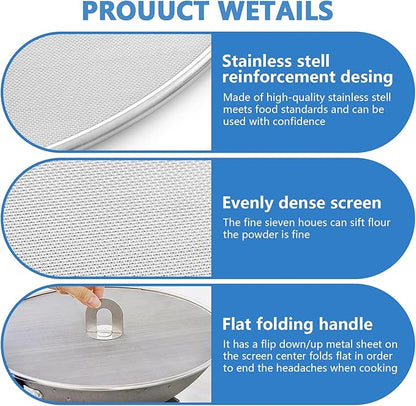 Splatter Screen for Kitchen, Stainless Steel Fine Mesh Splatter Screen for Frying Pan, 10, 11.5, 13 Inch Grease Splatter Guard with Fold Flat Knob - Image 4
