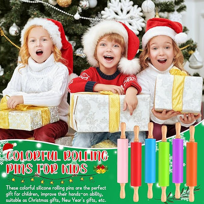 Dandat 12 Pcs Small Rolling Pin Kids 12 Inch Mini Silicone Rolling Pin for Baking Non Stick Kids Dough Roller with Wooden Handle for Kitchen Cookie Pastry Fondant Cake 6 Colors - Image 7