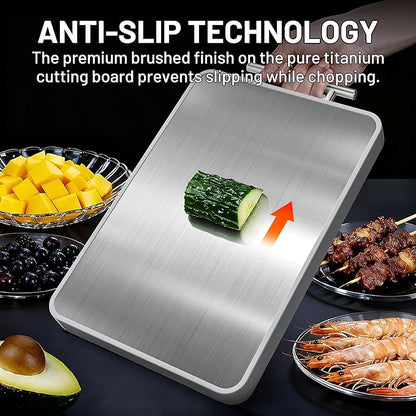 Titanium Cutting Boards For Kitchen,Ebony Wood Cutting Board,Double Sided Metal Chopping Board With Handle And Juice Groove, Idea Kitchen Appliances For Meat And Charcuterie - Image 9