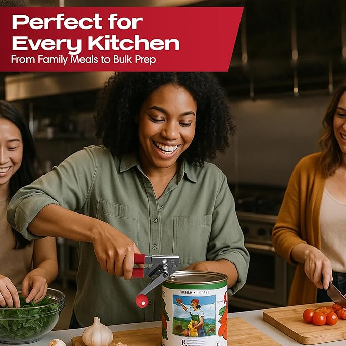 Chef-Master 2-Pack Heavy Duty Can Opener with Anti-Slip Grip, Manual Handheld for Large Cans - Image 8