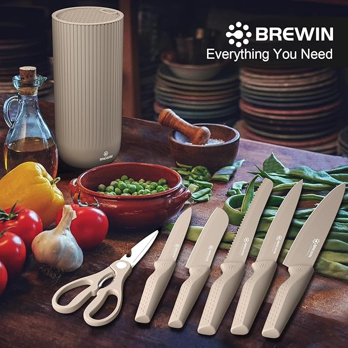 Knife Set, Brewin Kitchen Knife Set, Knives Set for Kitchen, Universal Knife Block, Utility Knife Block Set, New Home Essentials, Apartment Essentials, Dishwasher Safe - Image 2