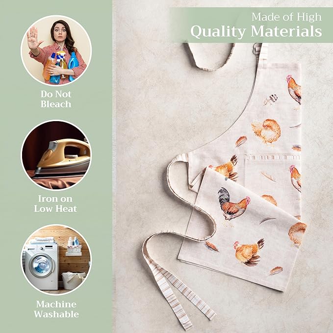Maison d' Hermine 100% Cotton Apron for women with Pocket Kitchen Chef Apron for Men Cooking Mothers Day Gifts