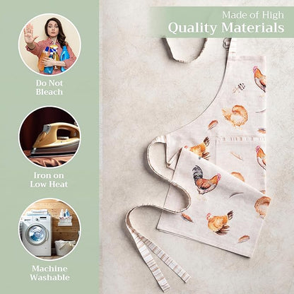Maison d' Hermine 100% Cotton Apron for women with Pocket Kitchen Chef Apron for Men Cooking Mothers Day Gifts