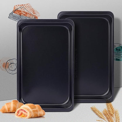 Baking Sheet Pans, Cookie Tray, Nonstick Heavy Carbon Steel Bakeware, 2-Pack, 12 X 7.5 Inches (Inner 11 X 6.9) - Image 5