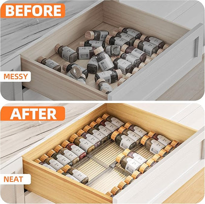 MUDEELA Clear Spice Drawer Organizer, 4 Tier- 2 Set (8 Packs) Spice Rack for Drawer, Expandable From 11" to 22" Kitchen Seasoning Organizers and Storage for Drawer (Jars not included) - Image 7