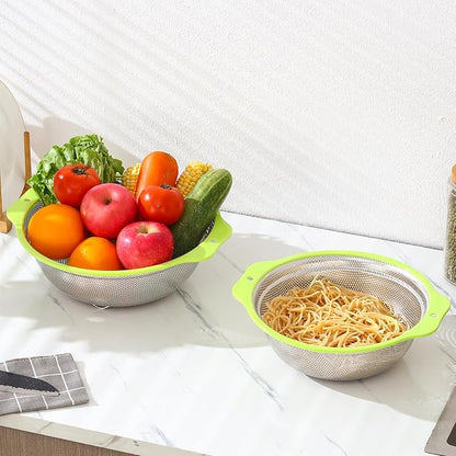 Colander Stainless Steel Microporous, 2QT Rice Strainer with Mixing Bowl, Rice Washer Bowl Set with Handle, Food-Grade Strainers and Colanders for Kitchen, Pasta, Fruit, Dishwasher Safe - Image 6