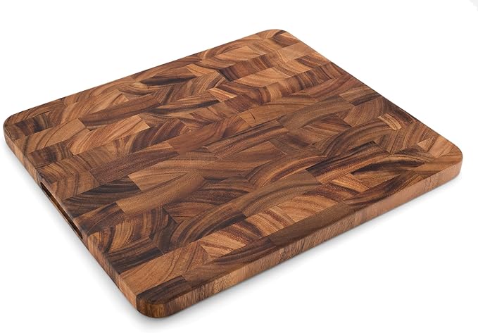 Ironwood Gourmet Oslo End Grain Utility Cutting Board, 14 x 16 Inches, Natural Acacia Wood by Ironwood
