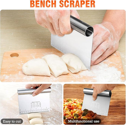 Stainless Steel Biscuit Cutter Set, Pastry Scraper and Dough Blender, Sturdy & Long-Lasting with Ergonomic Rubber Grip, Baking Dough Tools for Cooking Cookies and Donuts, Cakes, or Making Pancakes - Image 6