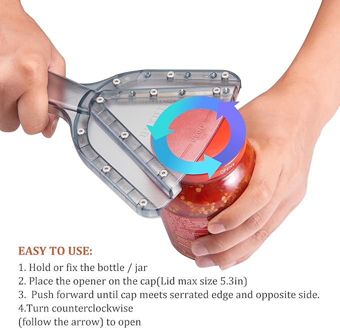 Uinxan Jar Opener for Weak Hand & Seniors with Arthritis,Easy Twist Off Bottle Caps,Patent | Unique Kitchen Gadgets,Handheld Lid Top Open for Elderly/Women/Men (Orange) - Image 4