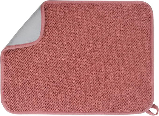 GeeRic Microfiber Dish Drying Mat, Super Absorbent Kitchen Dish Drying Pad, Reversible for Countertop, 15*20 inch Red by GeeRic