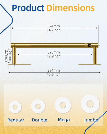 RUACQ Paper Towel Holder Under Cabinet, Wall Mounted or Adhesive Stainless Steel Paper Towel Holder,Round Base Paper Towel Rack for Kitchen, RV, Bathroom (Brushed Gold)