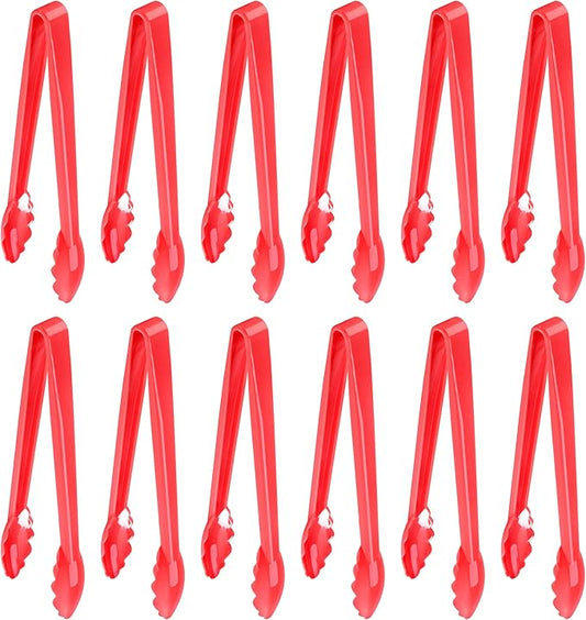New Star Foodservice 35544 Utility Tong, High Heat Plastic, Scalloped, 12 inch, Set of 12, Red