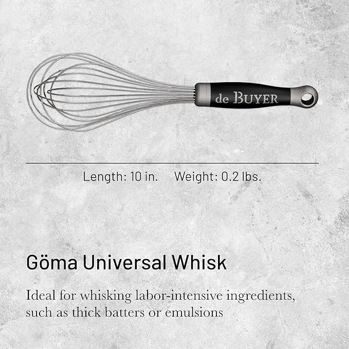 de Buyer GOMA Universal Whisk - 10” - Ideal for Commercial & Home Kitchens - Designed for Heavy, Frequent Use - Ergonomic & No-Slip Grip - Dishwasher Safe - Image 2