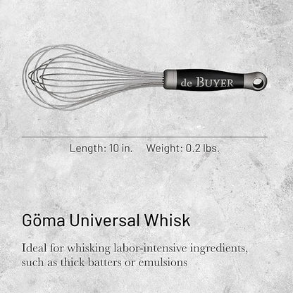 de Buyer GOMA Universal Whisk - 10” - Ideal for Commercial & Home Kitchens - Designed for Heavy, Frequent Use - Ergonomic & No-Slip Grip - Dishwasher Safe - Image 2