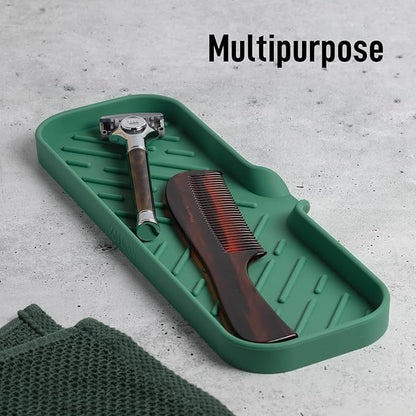 Zulay Kitchen Large Silicone Sponge Holder (12x4) – Flexible Sink Organizer Tray for Kitchen & Bathroom – Multipurpose Soap Dish for Sponges, Makeup, Trinkets & More (Pine Green) - Image 5