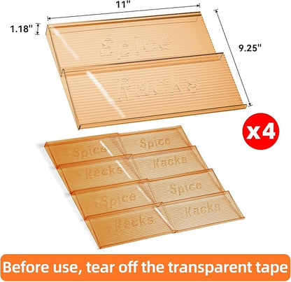 MUDEELA Clear Spice Drawer Organizer, 4 Tier- 2 Set (4 Packs) Spice Rack for Drawer, Expandable From 11" to 22" Kitchen Seasoning Organizers and Storage for Drawer (Jars not included), Amber - Image 4