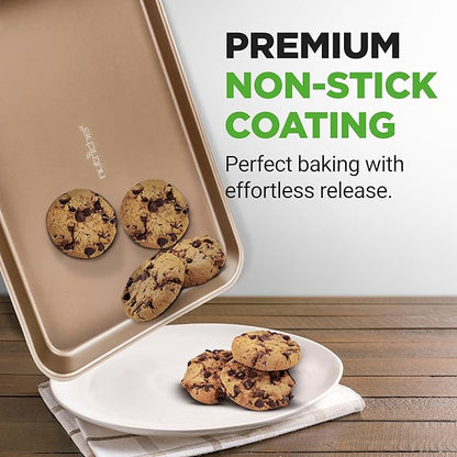 NutriChef 2 Piece Cookie Sheets for Baking, Nonstick Carbon Steel Baking Sheets - Durable, Thick, and Wrap Resistance, Easy to clean, Dishwasher & Oven Safe up to 450F - Image 6