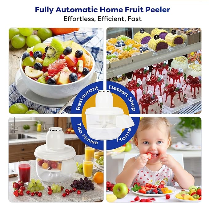 Automatic Grape Peeler Machine, Electric Garlic & Cherry Tomato Peeler Skin Remover Tool for Small Fruits, Effortless Peeling for Home Kitchen (White-1PC) - Image 3