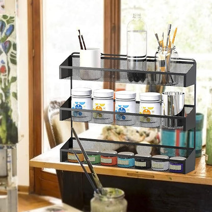 AULEDIO 2 Pack Spice Rack Organizer, 3 Tier Counter-top Stand or Wall Mounted Storage Rack Hanging Shelf for Kitchen Cabinet, Cupboard, Pantry Door Bathroom Shower Cosmetic (Black) - Image 6
