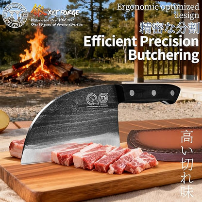 XYJ Authentic Since 1986,6 Inch Serbian Chef Knife With Sheath,Handmade Forged Ancient Outdoor Camping Kitchen Butcher Knife,Vegetable Cooking Meat Knives,Full Tang