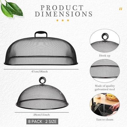 Hicarer Metal Mesh Screen Food Cover for Outdoors Set Including Extra Large 18.5 in Mesh Food Tents for Outdoor Pcs 11 in Large Dome Picnic Covers(Black) - Image 2
