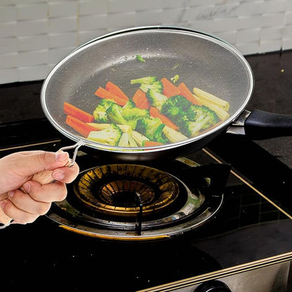 8.3Inch Grease Splatter Screen, Stainless Steel Splatter Screen for Frying Pan with Wood Handle Grease Splatters Guard Hot Oil Splash Protector Cover Oil Splash for Kitchen Cooking Supplies - Image 7