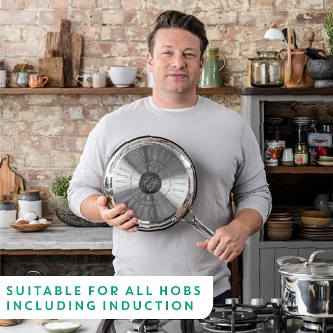 T-Fal x Jamie Oliver Nonstick Coated Stainless Steel Pan 11-Inch, Induction Compatible, Oven Safe up to 500°F, Chef's Stainless Steel Skillet, Frying Pan, Silver - Image 5