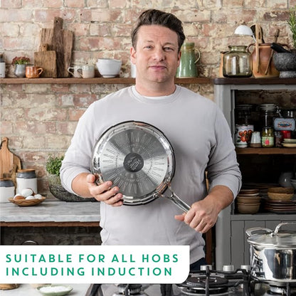 T-Fal x Jamie Oliver Nonstick Coated Stainless Steel Pan 11-Inch, Induction Compatible, Oven Safe up to 500°F, Chef's Stainless Steel Skillet, Frying Pan, Silver - Image 5