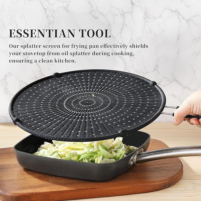 Splatter Screen for Frying Pan,Silicone Grease Splatter Guard, Heat-Resistant Splatter Guards for Cooking,Dishwasher Safe (9.8", 11.4", 13") - Image 6