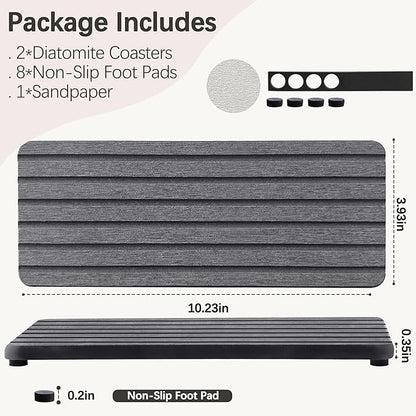 NiuYichee 2 PCS Water Absorbent diatomite Coasters, 10.2" x 4" Water Absorbing Stone Tray for Sink, Stone Drying mat for Kitchen Counter, Stone soap Tray Used for Hand Soaps & toiletries & Plants - Image 5