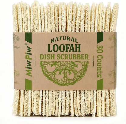 Natural Loofah Dish Sponge (Pack 30) Multipurpose Dish Sponges - 100% Biodegradable Compostable Dishwashing Scouring Pad Zero Waste (2.75" x 2.75" Each) - Image 7