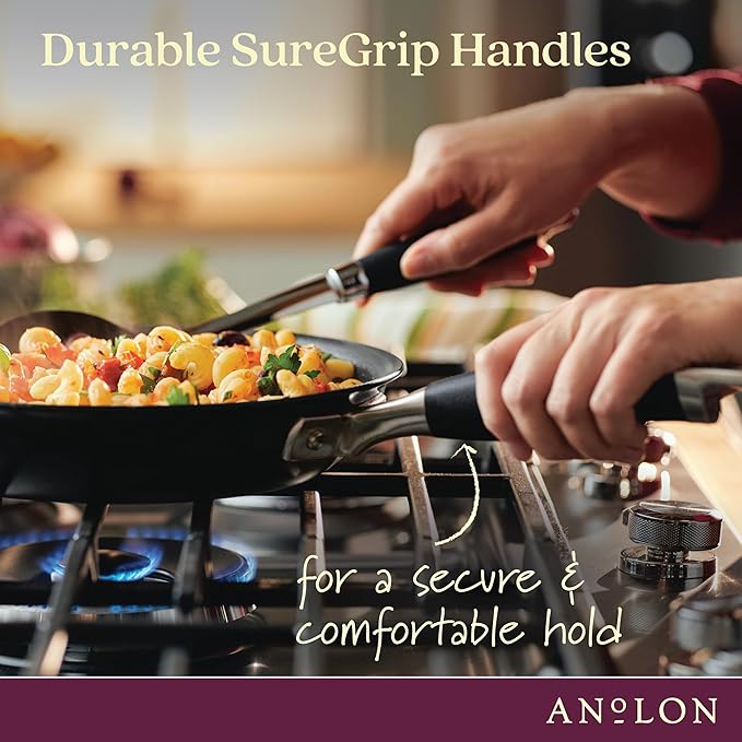 Anolon Advanced Home Hard Anodized Nonstick Frying Pan, 14.5 Inch – Large Skillet with Helper Handle, 14 Inch Nonstick Frying Pan, Durable Cookware - Onyx - Image 3
