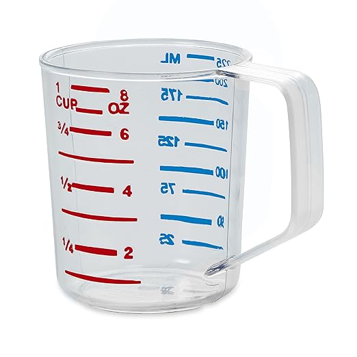 Rubbermaid Commercial Products Bouncer Clear Measuring Cup, 1-Cup /0.25-Quart, Clear, Strong Food Grade, Easy Read for Liquid/Dry Ingredients, for Home/Professional Kitchen by RubbermaidCommercialProducts
