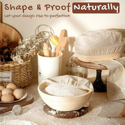 Astercook Sourdough Starter Kit with Round & Oval Banneton Bread Proofing Basket, Bread Sling, Starter Jar, Dough Whisk, Scrapers, Stencils, Complete Sourdough Bread Baking Supplies, Mothers Day Gifts - Image 8