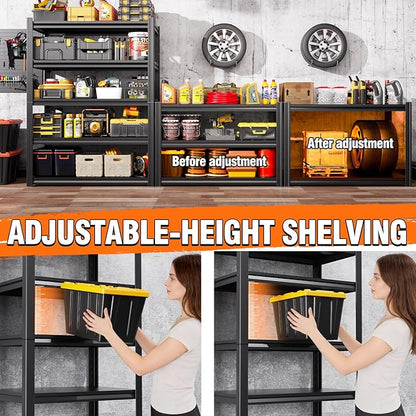 71" Hx35 Wx16 DMetal Garage Shelving-2500LBS 5 Tier Storage Shelves,Adjustable Heavy Duty Shelving Unit and Storage Large Rack,Utility Steel Shelf for Shop Warehouse Industrial Pantry Basement