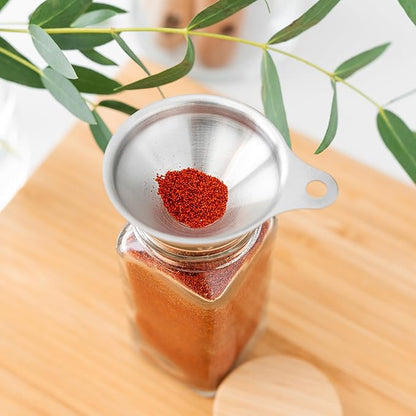 SAVVY & SORTED Glass Spice Jars with Label, 24PK Bamboo Jar Spices Set 4oz, 374 Spice Labels, Pepper Grinder, Empty Herb Seasoning Containers, Funnel and Shaker Lids - Image 6