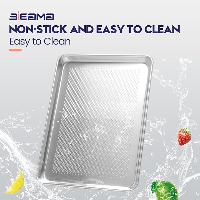 BIEAMA 12 Pack Half Size 18" x 13" Aluminum Baking Sheet Pan Perforated, Commercial Bakery Equipment Cookie Sheets, NSF Approved Baking Tray - Image 5