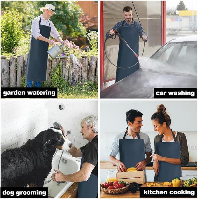 Homsolver 2 Pack Waterproof Rubber Aprons, Heavy Duty Butcher for Men, Chemical Vinyl Plastic Aprons for Dishwashing - Image 6