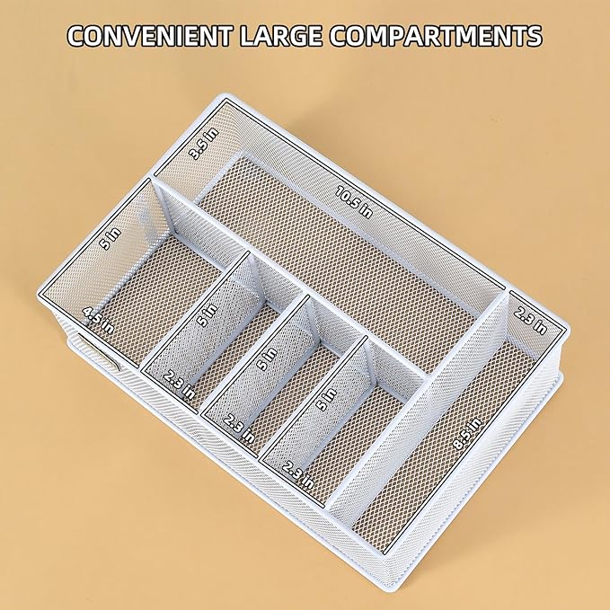 VIKEYHOME Paper Plate Organizer, Metal Silverware Caddy with 6 Compartments for Knives, Spoons, Cups, Forks, Napkins, Utensil Holder for Party, Camping, Picnic, White - Image 5