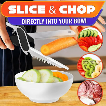 Cutting Board Scissors for Food – 7-in-1 Kitchen Food Scissors with Ribbed & Flat Blades for Easy Meat, Fruits & Veggies Cutting and Decorative Slicing – Easy To Clean Kitchen Shears With Safety Lock - Image 9