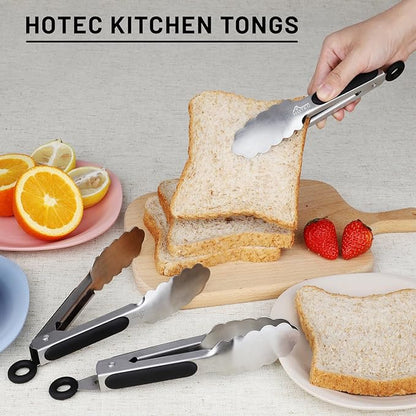 Hotec Mini Stainless Steel Kitchen Tongs for Cooking - 7-Inch Small Serving Tongs Metal Food Tongs Non-Slip Grip - Image 5