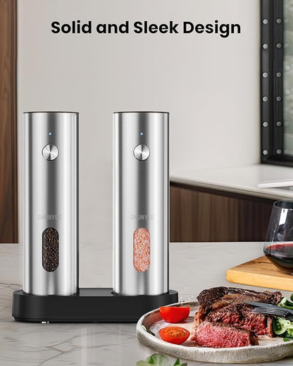 Electric Salt and Pepper Grinder Set with Rechargeable Base - Upgraded Large Capacity, Refillable Pepper Mill Set with LED Light & Adjustable Coarseness, Ideal for Kitchen, Outdoor, BBQ & Gift Giving - Image 7