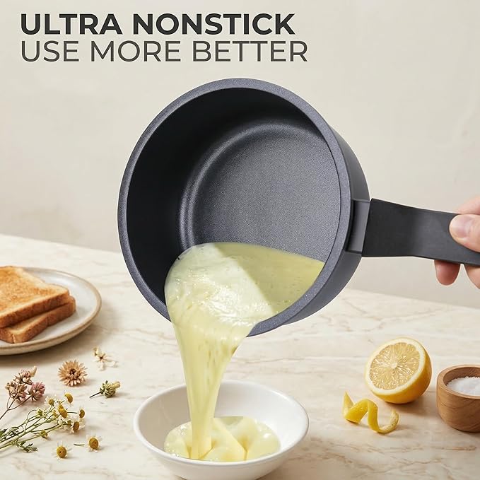Nonstick Sauce Pan with Lid,1.5QT small pot, PFOA Free,Kitchen Pots Induction Pot,Cream