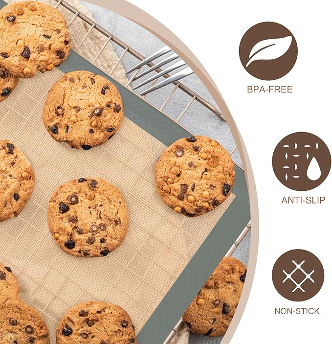 Silicone Baking Mat, 3 Pack Reusable Baking Sheet, Non-Stick ＆ Food Safe Silicone Mats for Baking for Making Cookies Macaroons Bread, Baking Supplies ＆ Accessories - Image 3
