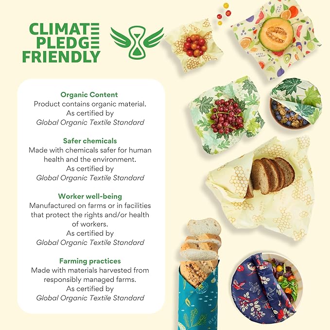 Bee's Wrap Beeswax Wraps for Food - Cut to Size 14x52" Beeswax Wrap Roll - Plastic Free Made in USA Reusable Natural Food Wrap - Seasons Greetings - Image 9