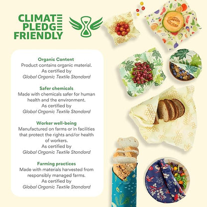 Bee's Wrap Beeswax Wraps for Food - Cut to Size 14x52" Beeswax Wrap Roll - Plastic Free Made in USA Reusable Natural Food Wrap - Seasons Greetings - Image 9