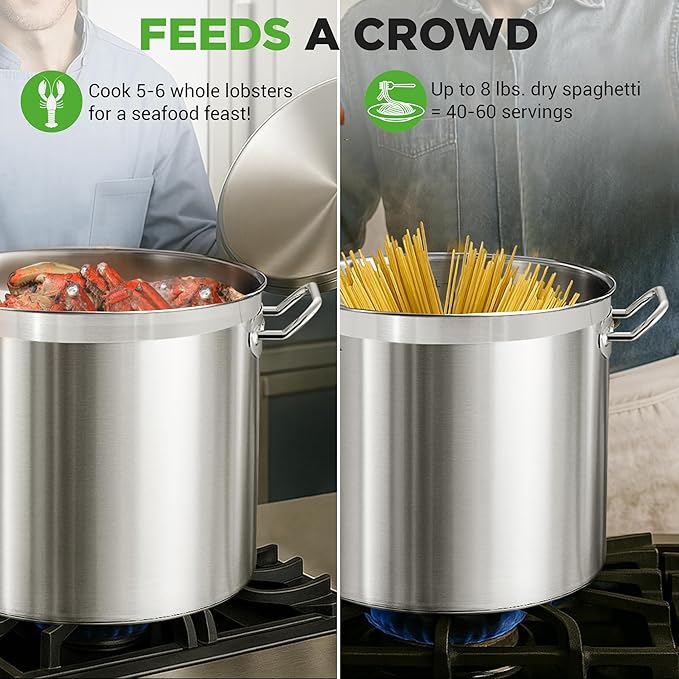 Nutrichef Stainless Steel Cookware Stockpot, 30 Quart Heavy Duty Induction Soup Pot With Stainless Steel Lid And Strong Riveted Handles, Even Heat Distribution, Compatible With Most Cooktops - Image 4